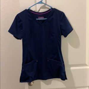 Healing hands purple label XS Navy blue scrub top.